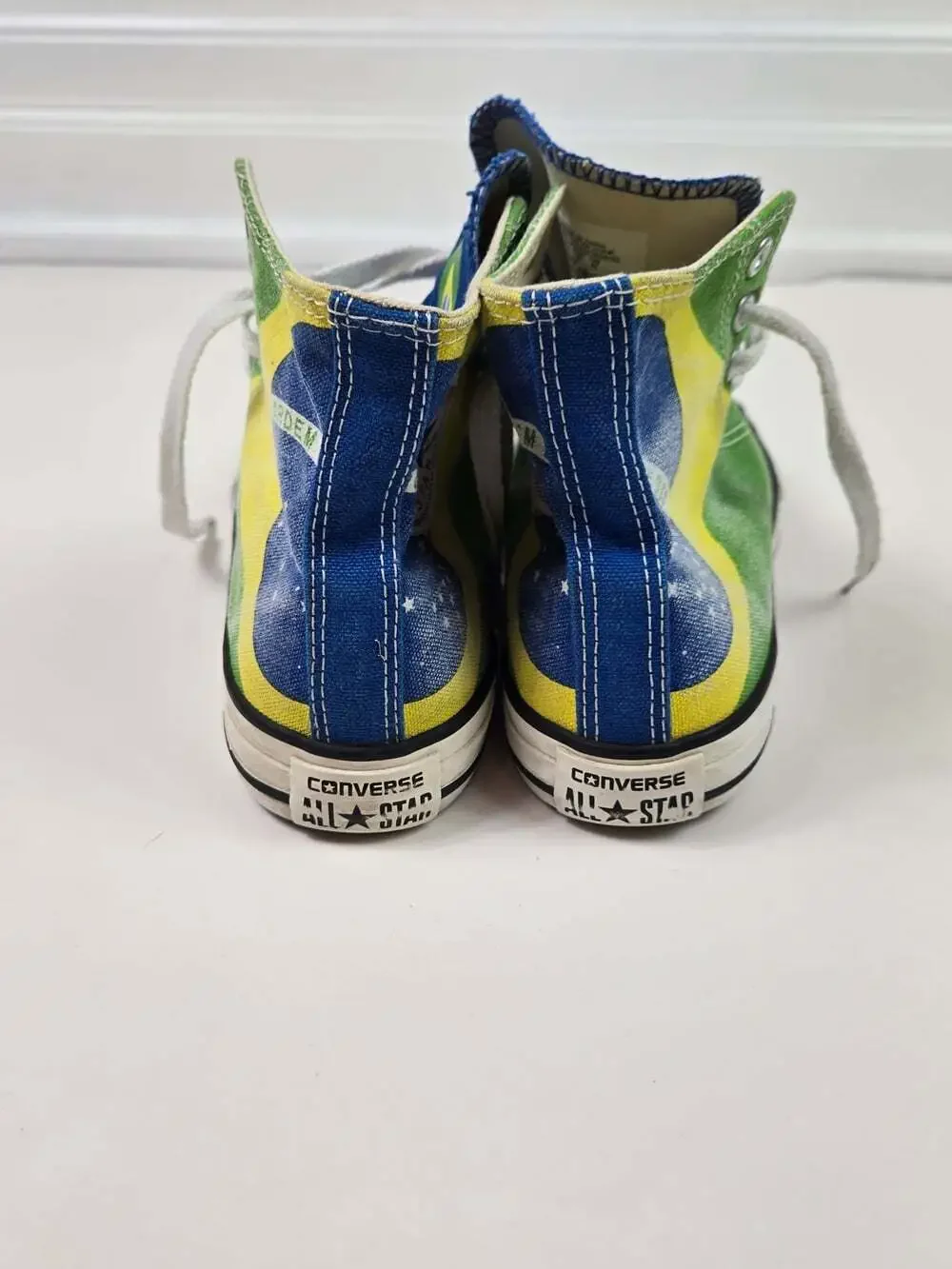 Converse Brazil Flag High Top Sneaker Kids 3/womens 5 Green Blue World Cup Shoes